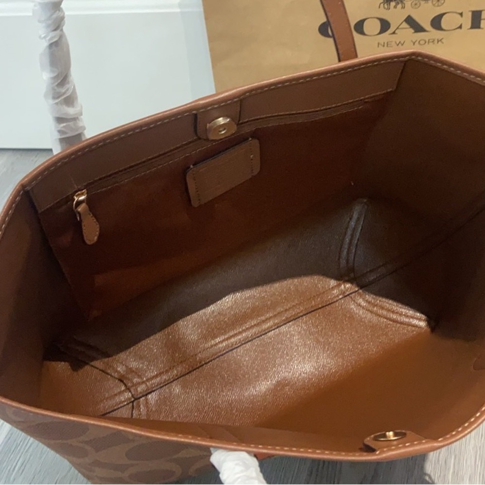Coach Tan Pumpkin Graphic Tote - Picture 6 of 9